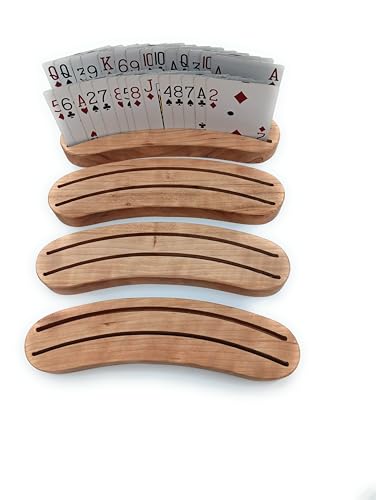 Solid Cherry Wood Playing Card Holders, Handcrafted in USA, Set of 4
