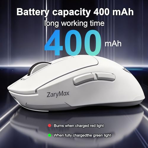 NEO V2 Tri-Mode Wireless Gaming Mouse, 55g Ultra-Lightweight, PAW3311 Sensor 12000 DPI, Bluetooth 5.0 2.4G USB-C Wired, RGB Backlit, 6 Buttons, 400mAh Rechargeable Ergonomic Mouse for PC Mac (White) - color: White