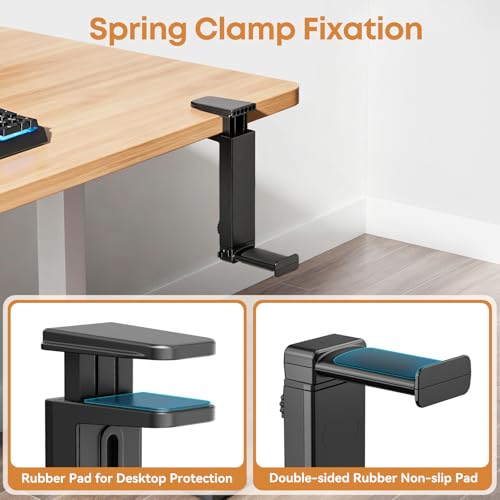 Headphone Stand & Hanger for Desk, 2 in 1 Above & Under Desk Gaming Headset Holder Mount with Height Adjustable & Rotating Clamp, Dual-sided Anti-slip Pad Earphone Rack with Clamp Headset Stand - size: 1 Hooks