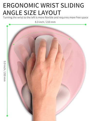 Palm-Rest and Wrist-Hugging Mouse Pad Wrist Rest, Ergonomic Wrist Support with Curve Fitting Cushioned Memory Foam for Carpal Tunnel Pain Relief, 9.9 x 8.3 Inch,Pink Serenity - color: Pink Serenity