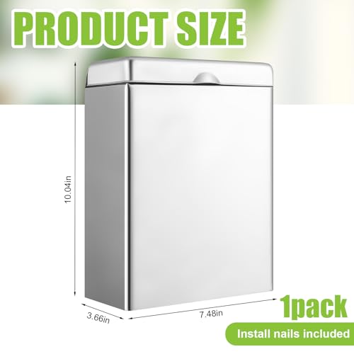 Tioncy Sanitary Napkin Receptacle, Tampon Disposal Bin Wall Mounted Tampon Holder Stainless Steel Sanitary Napkin Disposal Bins for Home Office Public Restrooms Bathroom(Natural Color, 1 Piece) - color: Natural Color