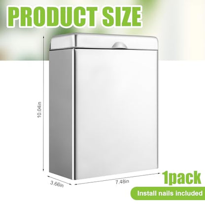Tioncy Sanitary Napkin Receptacle, Tampon Disposal Bin Wall Mounted Tampon Holder Stainless Steel Sanitary Napkin Disposal Bins for Home Office Public Restrooms Bathroom(Natural Color, 1 Piece) - color: Natural Color