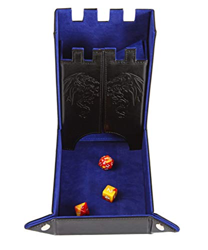 Forged Dice Co. Draco Castle Foldable Dice Tray and Dice Tower - Foldable DND Dice Tray and Dice Rolling Tray Tower - Perfect for Dungeons and Dragons RPG and Tabletop Gaming - color: Blue