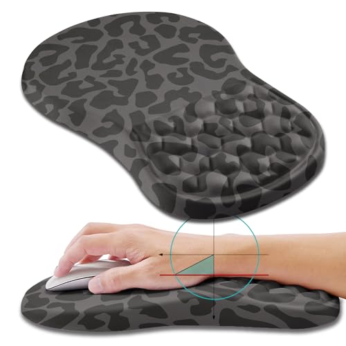Hokafenle Ergonomic Mouse Pad Wrist Support, Wrist Rest Mousepad for Carpal Tunnel Pain Relief with Integrated Memory Foam Slope Massage Bulge (11.8x7.9 inch,Black Leopard - color: KM20-Black Leopard