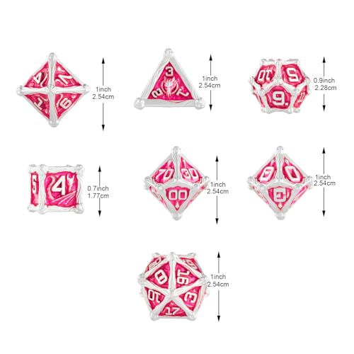 Surpass DND Metal dice Set MTG dice Set Role Playing Polyhedral Dice Dungeon DND Dragon dice - color: Pink