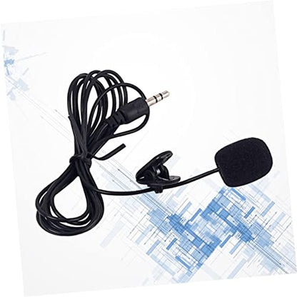 NUOBESTY Portable Mini Clip Microphone Plug for Phone Computer Tablet Voice Capture Lavalier Mic for Speech Interview Recording Black
