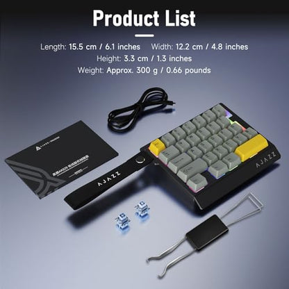 AJAZZ AK029 Magnetic Switch One Handed Gaming Keyboard, Hall Effect Rapid Trigger Mechanical Keypad with SOCD & DKS, 8KHz Polling Rate, 29 Keys Mini Ergonomic Gaming Keyboard for FPS Gamers, PC - color: Black Yellow