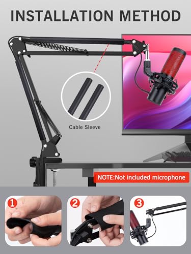For HyperX QuadCast 2 Boom Arm - Mic Arm Compatible with Hyper x QuadCast, Microphone Boom Arm with Cable Ties, Improve Sound Quality, Mic Boom Arm for Hyperx QuadCast by SUNMON - color: QuadCast 2 Mic Boom Arm