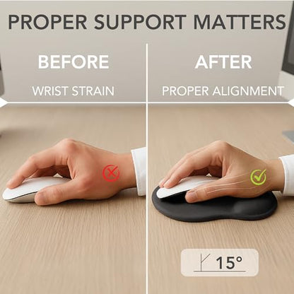 Mr. Pen- Ergonomic Mouse Pad with Wrist Rest | Breathable Fabric with Memory Foam Cushion, Non-Slip Rubber Base, Gel Mouse Pad with Wrist Support - color: Black