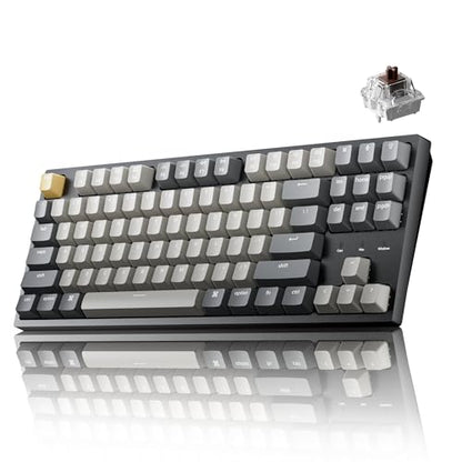 Keychron C1 Pro Wired Custom Mechanical Keyboard, TKL Layout QMK/VIA Programmable OEM Profile Double-Shot PBT Keycaps White LED Backlight with K Pro Brown Switch for Mac Windows Linux - color: K Pro Brown Switch