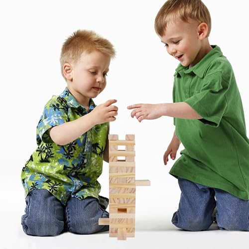 Glintoper Tic Tac Toe & Tumble Tower Blocks Tables Game Set, Classic Wood Stacking Game & XOXO Board Games for Kids Family, Living Room Rustic Coffee Table Decor, Travel Strategy Board Games - style: Tic Tac Toe & Tumble Tower