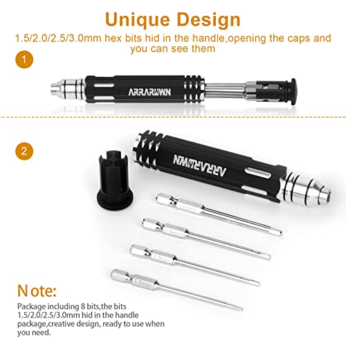 10 in 1 RC Model Repair Tools Kit with 1.5/2.0/2.5/3.0/4.0/5.5mm Hex Bits | Screwdrivers Wrench Phillips & Slotted Screwdriver Set, Metal Tray for RC Cars Helicopter Drone Boat - color: Black With Red Tray
