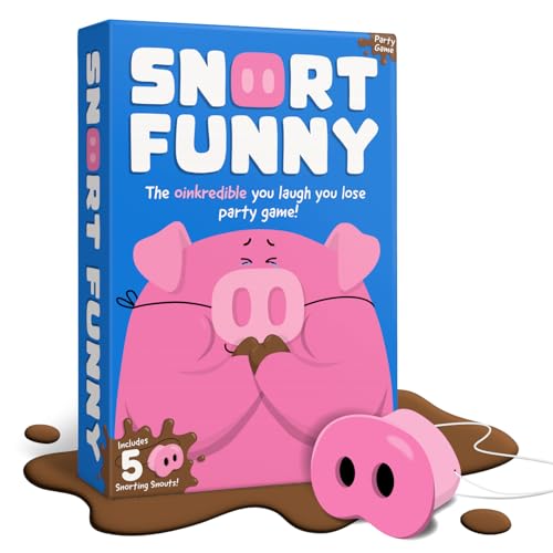 Snort Funny – The Oinkredible You Laugh You Lose Party Game | Family Games for Kids and Adults | 150 Challenge Cards, 5 Pig Snouts & Mud Tokens | Funny Games for Friend & Family, 4-8 Players, Ages 8+ - color: First Edition