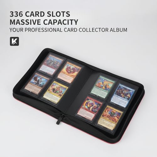 336 Card Binder, 4-Pocket Zipper Binder for Trading Cards, Side Loading Water-Resistant Album for MTG, TCG & Sports Cards (Black) - color: Card Binder 4 Pocket Black