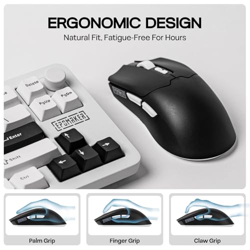 EPOMAKER Click Lite Wireless Gaming Mouse, 800 to 12,000 DPI Adjustable, PAW3311 Sensor, 500mAh, 59g, 2.4G/BT/USB-C Rechargeable Wireless Mouse with 5 Programmable Buttons for PC/Mac/Linux (Black) - color: Black