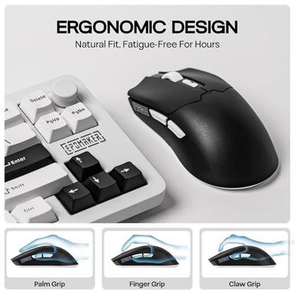 EPOMAKER Click Lite Wireless Gaming Mouse, 800 to 12,000 DPI Adjustable, PAW3311 Sensor, 500mAh, 59g, 2.4G/BT/USB-C Rechargeable Wireless Mouse with 5 Programmable Buttons for PC/Mac/Linux (Black) - color: Black
