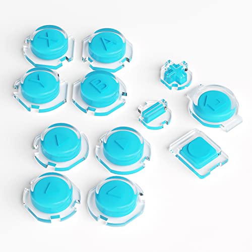 eXtremeRate Replacement Two-Tone Jelly Buttons for JoyCon, Blue & Clear with Symbols Custom Controller ABXY Direction Home Capture + - Keys, DIY Action Face Buttons for Nintendo Switch & Switch OLED - color: Blue & Clear