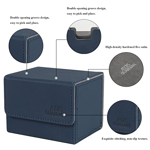 AEGIS GUARDIAN Card Deck Box for MTG, Commander Deck Box Hold 120+ Sleeved Cards, Leather Strong Magnet Card Deck Case Holder for Magic Cards TCG CCG, Blue - color: 3-1