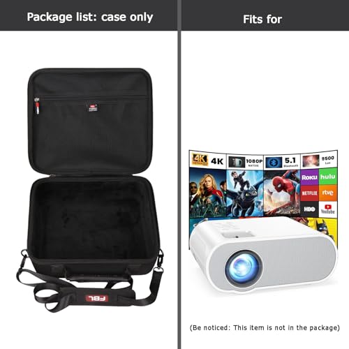 FBLFOBELI Carrying Case for HAPPRUN/HOMPOW/WiMiUS/GooDee Mini Projector | Hard EVA Shell with Handle, Detachable Shoulder Strap, 10.8x10x4.1 Inches, Fits Most Major Mini Projectors, Zipper Pocket