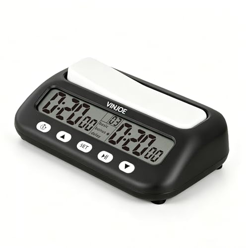 VINJOE Chess Clock Digital Chess Timer Professional for Board Games,Portable Digital Chess Clock & Game Timer with Basic,Bonus,Delay and Positive Time Features Best Gifts for Christmas(Without Battery - style: Without Battery