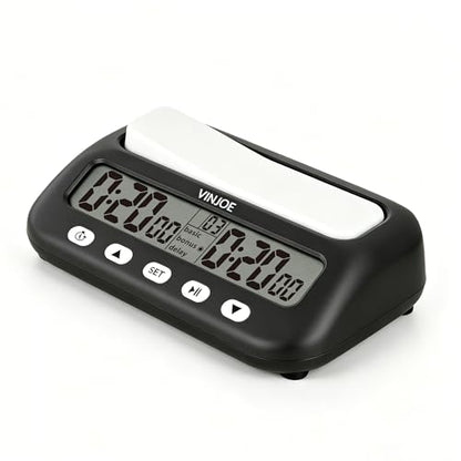 VINJOE Chess Clock Digital Chess Timer Professional for Board Games,Portable Digital Chess Clock & Game Timer with Basic,Bonus,Delay and Positive Time Features Best Gifts for Christmas(Without Battery - style: Without Battery