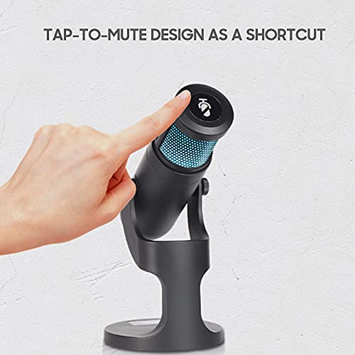LiebeWH Desktop RGB USB Condenser Microphone 360° Adjustable for Recording Podcast Live Streaming Gaming