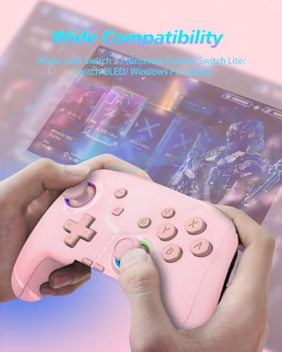 GMBACK Wireless Switch 2 Pro Controller with Loop Macro & Home Wake Up | Turbo Gaming Controller for Nintendo Switch 2/Switch 1/Lite/OLED with HD Rumble, Motion Control, Turbo, 800mAh, Pink - color: Light Pink