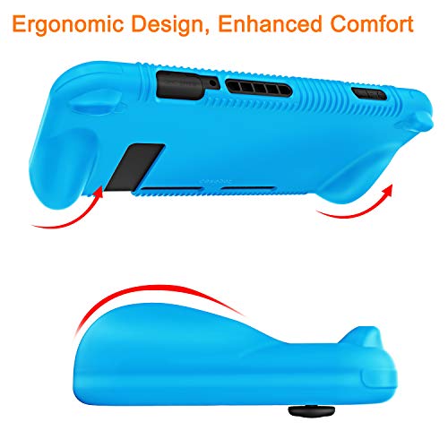 FINTIE Soft Silicone Protective Case Compatible with Nintendo Switch 2017 | Ergonomic Grip Design, Kickstand Compatible, Anti-Slip, Anti-Scratch & Shock-Absorption Grip Case for Switch 6.2-inch, Blue - color: Blue