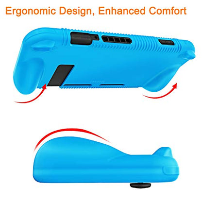 FINTIE Soft Silicone Protective Case Compatible with Nintendo Switch 2017 | Ergonomic Grip Design, Kickstand Compatible, Anti-Slip, Anti-Scratch & Shock-Absorption Grip Case for Switch 6.2-inch, Blue - color: Blue