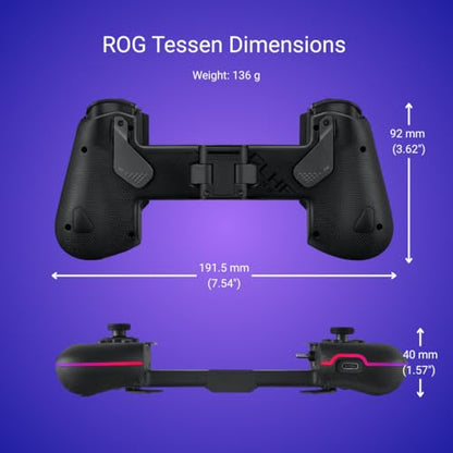 ASUS ROG Tessen Mobile Gaming Controller – Android Phones ONLY, Foldable, Compact, Wired USB-C, Programmable, Fast Charging, RGB – for Call of Duty: Warzone Mobile, Minecraft, Roblox, 350+ Games