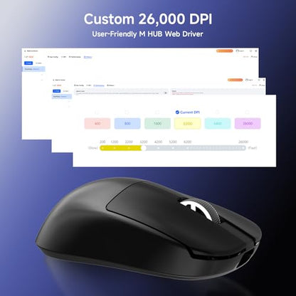 MCHOSE L7 Pro Wireless Gaming Mouse Super Light 39g, Gaming Mouse Esport with 26K DPI, Optical Switch, Programmable Buttons, Dual 8K Polling and PAW3395 Sensor, Tri-Mode Connection, PC/Mac - Black - color: L7 Pro black