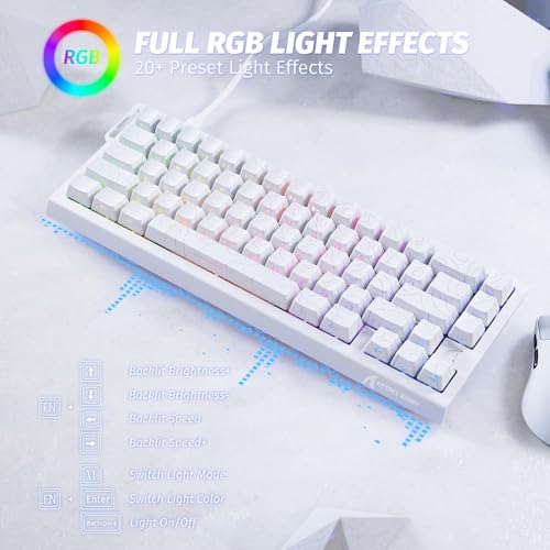 ATTACK SHARK X68HE 60% Wired RT 8K Keyboard+Wireless R1 Mouse-White Contour | Adjustable Actuation,Hall Effect Mechanical Magnetic Switch,Coiled Cable,USB C/2.4Ghz/BT Ultralight 18K DPI Mice for PC Gamer - color: White Contour, size: Keyboard Mouse