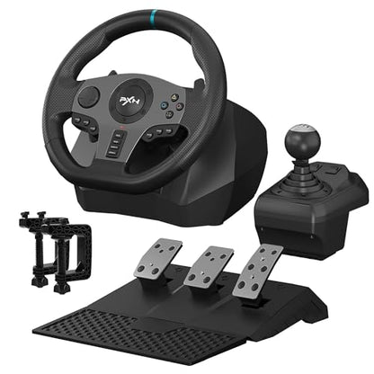 PXN V9 Gaming Racing Wheel pc Steering Wheel With Pedals and Shifter 270/900° Dual-Motor Feedback Driving gaming Racing Wheel for PC,PS4,PS3,Xbox One, Xbox Series X/S,N-Switch