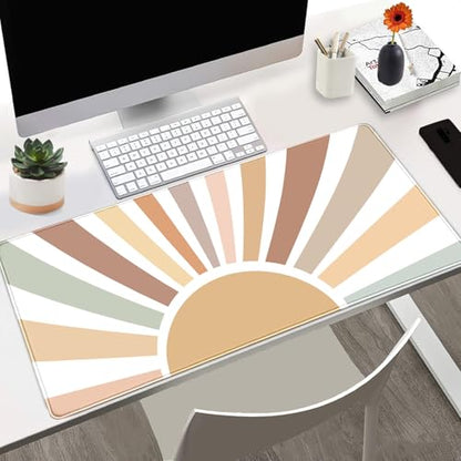 Boho Desk Mat, Sunshine Large Mouse Pad, XXL Mousepad Long Laptop Keyboard Mat, 31.5 X15.7, Stitched Edges - color: B2- Boho Sunshine