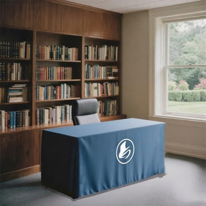 Custom Table Cloth with Business Logo 4/5/6/8/10 FT Table, Personalized Fitted Table Cover for Business Tradeshow Events Anniversary Birthday Wedding (8FT Open Back) - size: 156" x 69" (8FT Open Back)