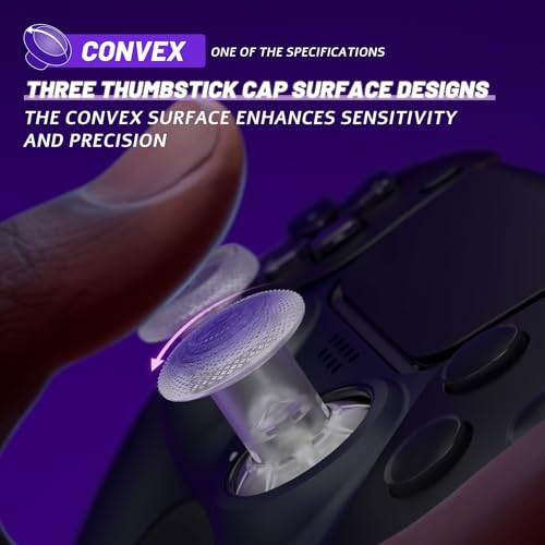 eXtremeRate ThumbsGear V3 Interchangeable Ergonomic Thumbsticks for PS5 Controller, Replacement Analog Thumb Sticks for PS4 Controller - 4 Height Adjustable Convex & Concave Grip Joysticks - Clear - color: Clear
