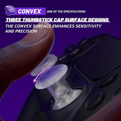 eXtremeRate ThumbsGear V3 Interchangeable Ergonomic Thumbsticks for PS5 Controller, Replacement Analog Thumb Sticks for PS4 Controller - 4 Height Adjustable Convex & Concave Grip Joysticks - Clear - color: Clear