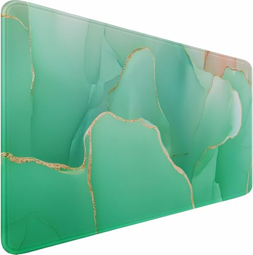 Large Mouse Pad 31.5 x 11.8 in, Gaming Mousepad with Stitched Edges, Premium Microfiber Cloth Surface, Waterproof Non-Slip Base Keyboard Desk Mat for Home Office Gaming, Marble Green - color: Marble Green, size: 31.5L x 11.8W inches