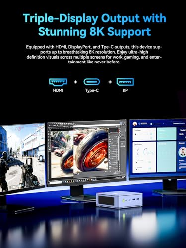 GMKtec M5 Ultra Gaming Mini PC Ryzen 7 7730U (Upgraded 7430U/ 5825U), 32GB RAM 512GB SSD Dual NIC LAN 2.5GbE Desktop Computers, Triple 4K Display, WiFi 6E, USB-C, BT 5.2, DP, HDMI 2.0 Blue - size: R7 7730U Blue 32GB DDR4 + 512GB
