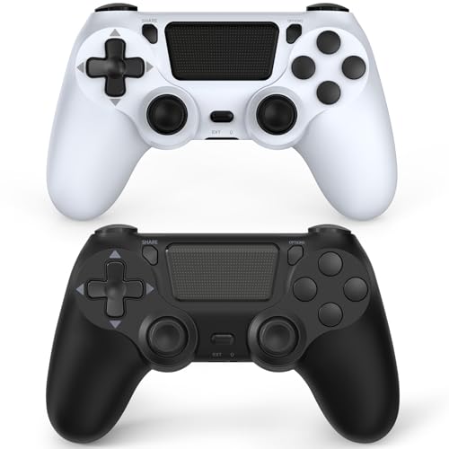 Wuthur 2 Pack Wireless Controller Compatible with PS4 / Pro/Slim (Black & White) - color: Black & White
