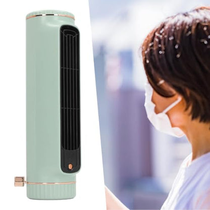 TOPINCN Desk Bladeless Fan, Quiet Desktop Fan Bladeless with 3 Cooling Speeds, Rechargeable Table Cooling Fan for Bedroom Office Home Outdoor, Tower Fan Cooling Fan (Green)