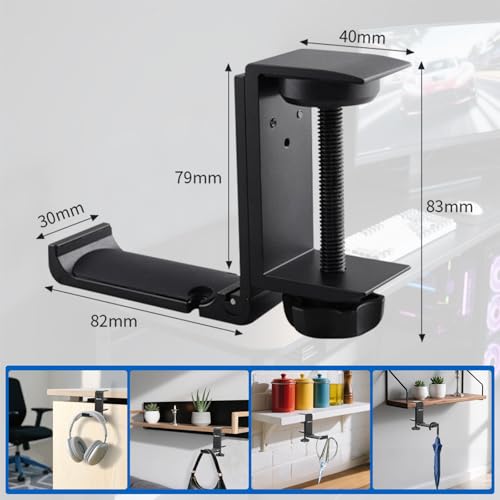 2 Pack Aluminum Headphone Stand Hanger Foldable with Cable Clip - Headset Holder Clamp Hook Under Desk, Save Your Space While Working & Gaming - style: 2 pack