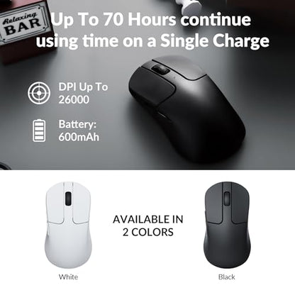 Keychron M3 Mini Wireless Optical Mouse, Bluetooth 5.1/2.4 GHz/Wired Gaming Mouse, Programmable PixArt 3395 Sensor with up to 26,000 DPI/ 650 IPS, Lightweight Ergonomic for Windows Mac Linux - Black - color: Black, style: PixArt 3395 (1K Polling Rate)