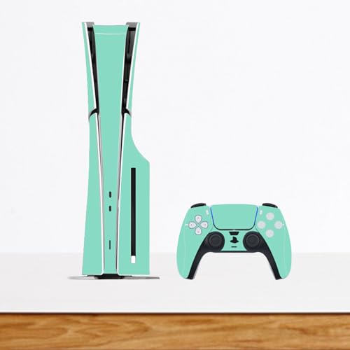 Solid Color Skin Wrap Compatible with PS5 Slim Disc Edition (Turquoise) | Console Cover Protective Sticker, Game Controller Vinyl Wrap - color: Turquoise