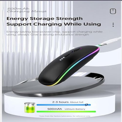 10 Pack Wireless Bluetooth Mouse,LED Dual Mode Rechargeable Silent Slim Laptop Mouse,Portable(BT5.2+USB Receiver) Dual Mode Computer Mice,for Laptop,Desktop Computer,ipad Tablet,Phone,TV (Black) - color: 10 pack black