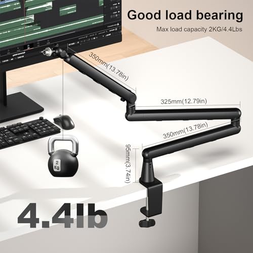 Microphone Arm,Aokeo AK-55i Desk Low Profile Adjustable Mic Boom Arm Stand,Suitable For Blue Yeti,Snowball iCE, HyperX QuadCast,SoloCast,Elgato Wave,Etc - color: AK-55i