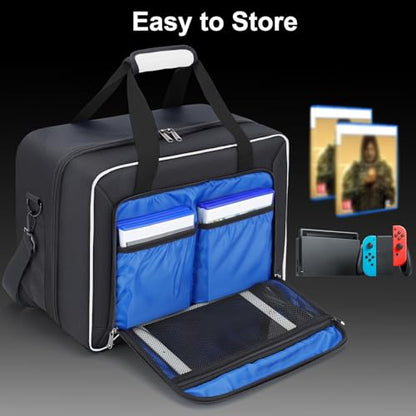 GDNasist Carrying Case Compatible with PS5/PS5 Pro/PS5 Slim, White | Travel Thickened Protective Bag Compatible with Playstation 5 Console, Headset, PS5 Controller, Game Discs and Accessories - color: White
