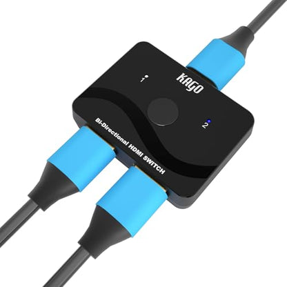 KAGO 4K@60Hz Bi-Directional HDMI Switch Splitter | 2 in 1 Out / 1 in 2 Out, 18Gbps HDCP 2.2, HDR & 3D - size: 2x1