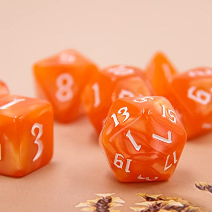 DND Dice Set RPG Polyhedral Dice Fit Dungeons and Dragons(D&D) Pathfinder (Orange) - color: Orange