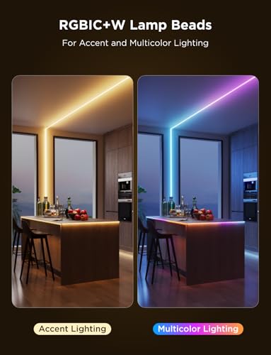Govee COB LED Strip Light Pro, LED Lights for Bedroom Compatible with Alexa, Google Assistant and Matter, RGBICW Light with Warm White, Smart Strip Light, Color Changing, for Cabinet, 16.4ft | Work with Alexa, Google Assistant and Matter, Smart Strip Ligh